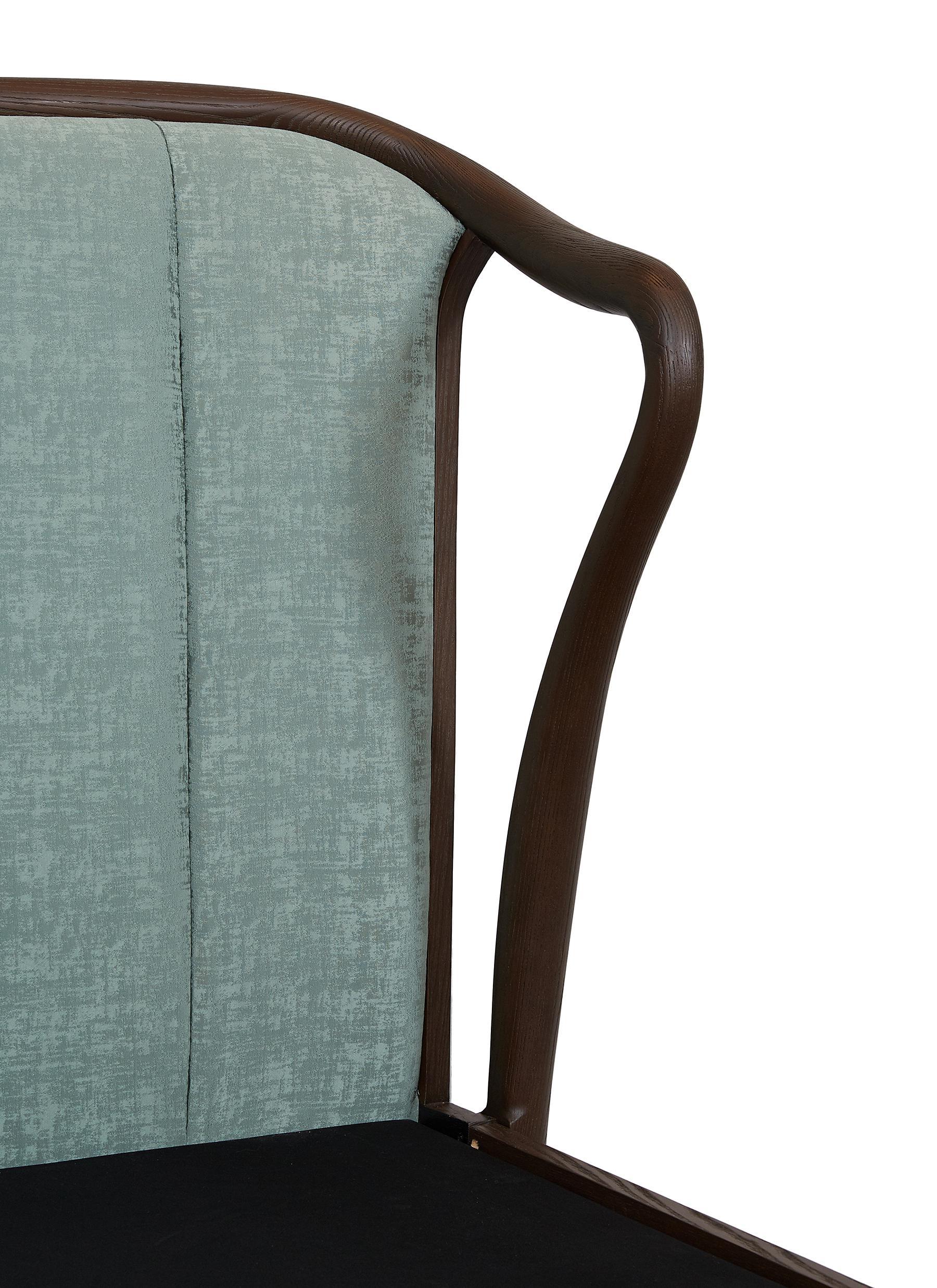 Modern Bed Frame King Mid Century Rhythm André Fu Living Solid Oak Upholstered New For Sale