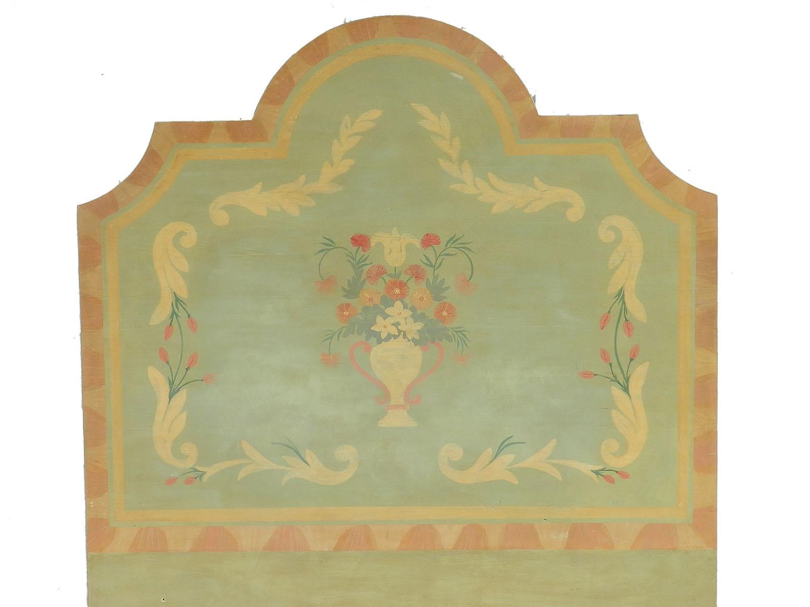 Bed headboard by Lepetz one of a kind original hand-painted, Vintage late 20th century 
Superb wall decoration for a room or niche
Wonderful Trompe l'Oeil original work by the French master furniture painter Patick Lepetz
One from a series of