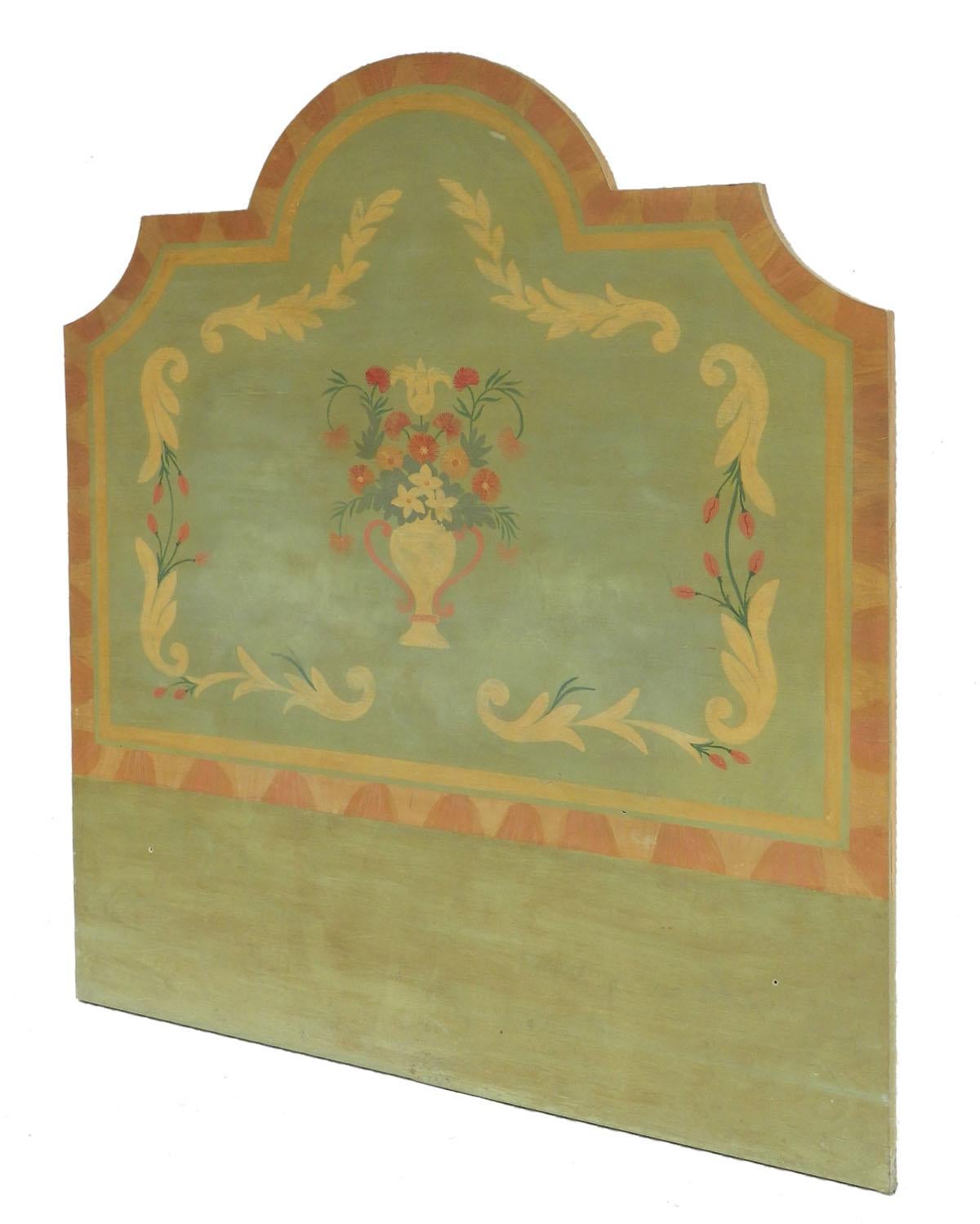 Painted Bed Headboard by Lepetz Trompe L'oeil, 20th Century Painting One of a Kind