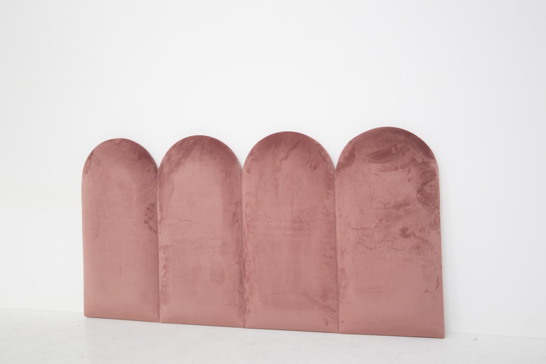 Modern Bed Headboard Customizable Prod. Vintage Domus in Pink Velvet For Sale