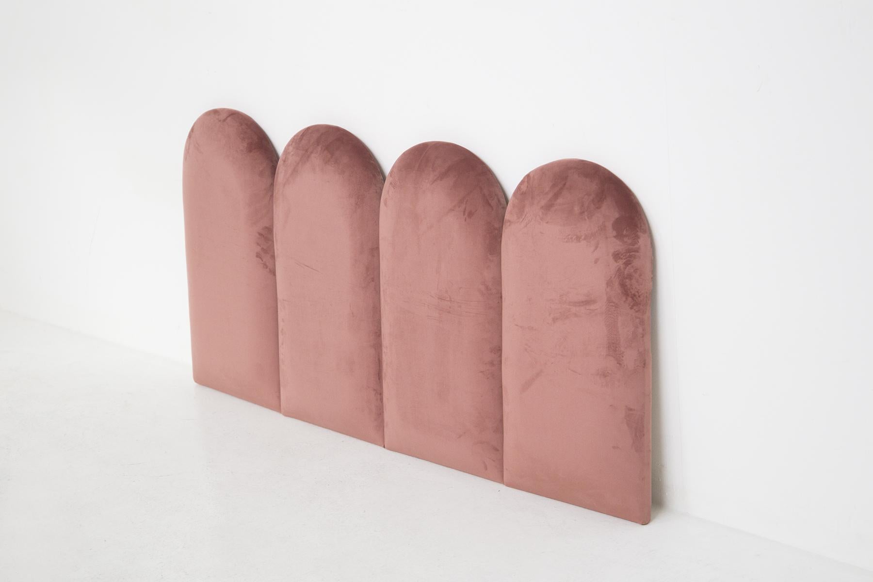 Italian Bed Headboard Customizable Prod. Vintage Domus in Pink Velvet For Sale