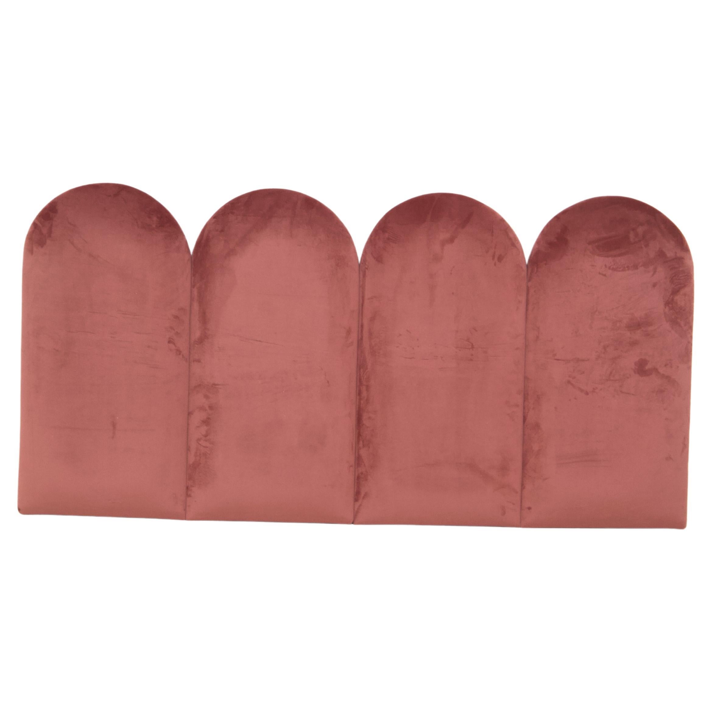 Bed Headboard Customizable Prod. Vintage Domus in Pink Velvet For Sale