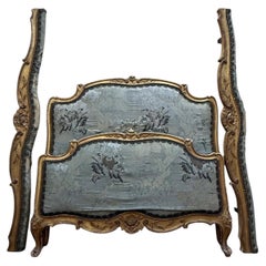 Bed in gilded and carved wood, Louis XV style, signed "Alice Courtois"