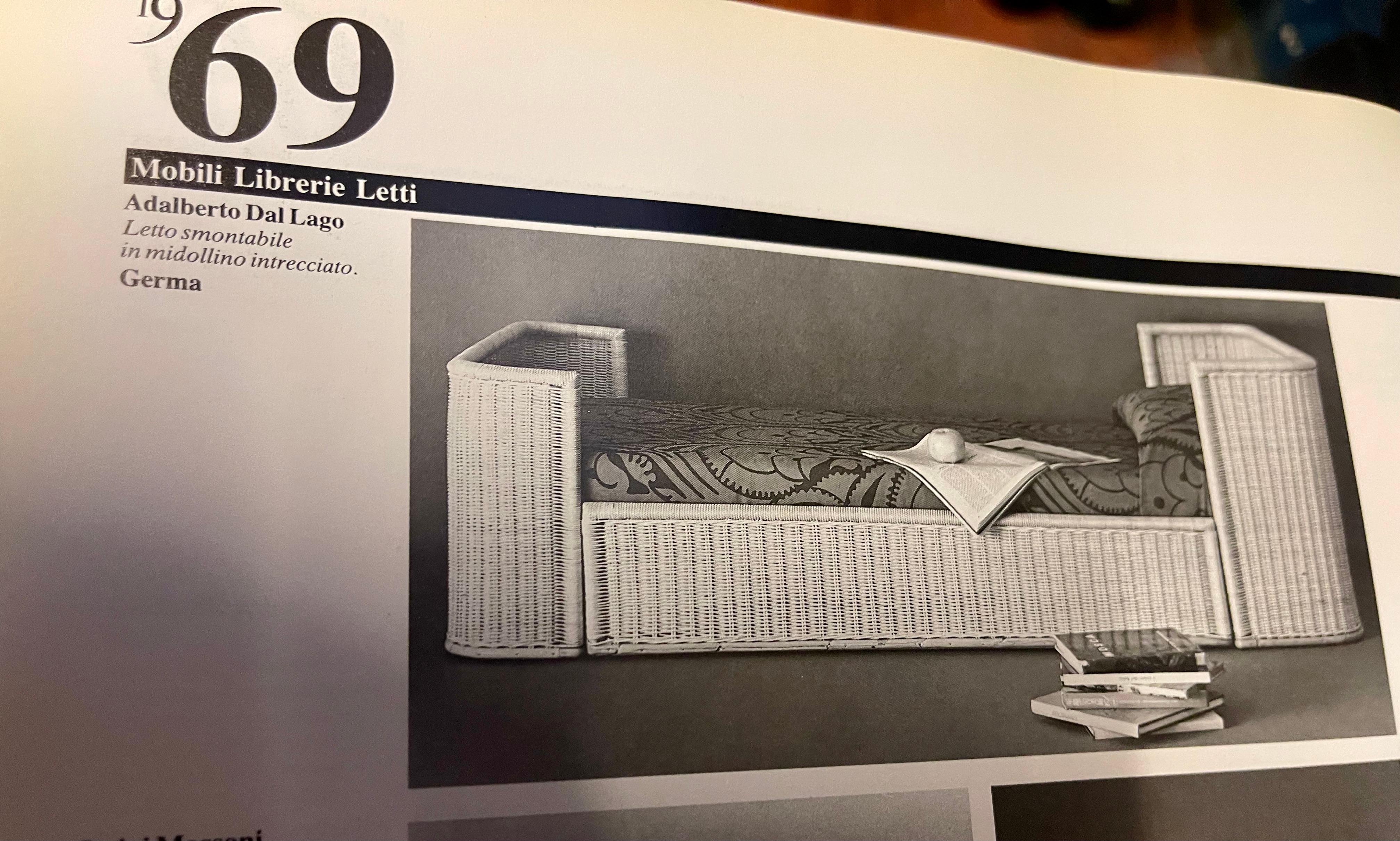 Bed in Midollino by Adalberto dal Lago for Germa, 1969 For Sale 3