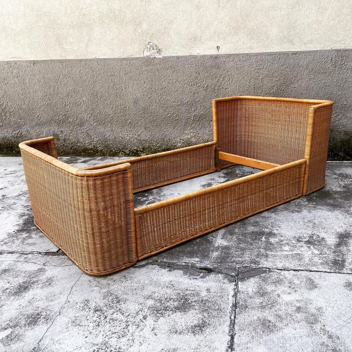 Bed in Midollino by Adalberto dal Lago for Germa, 1969 In Good Condition For Sale In Milano, IT
