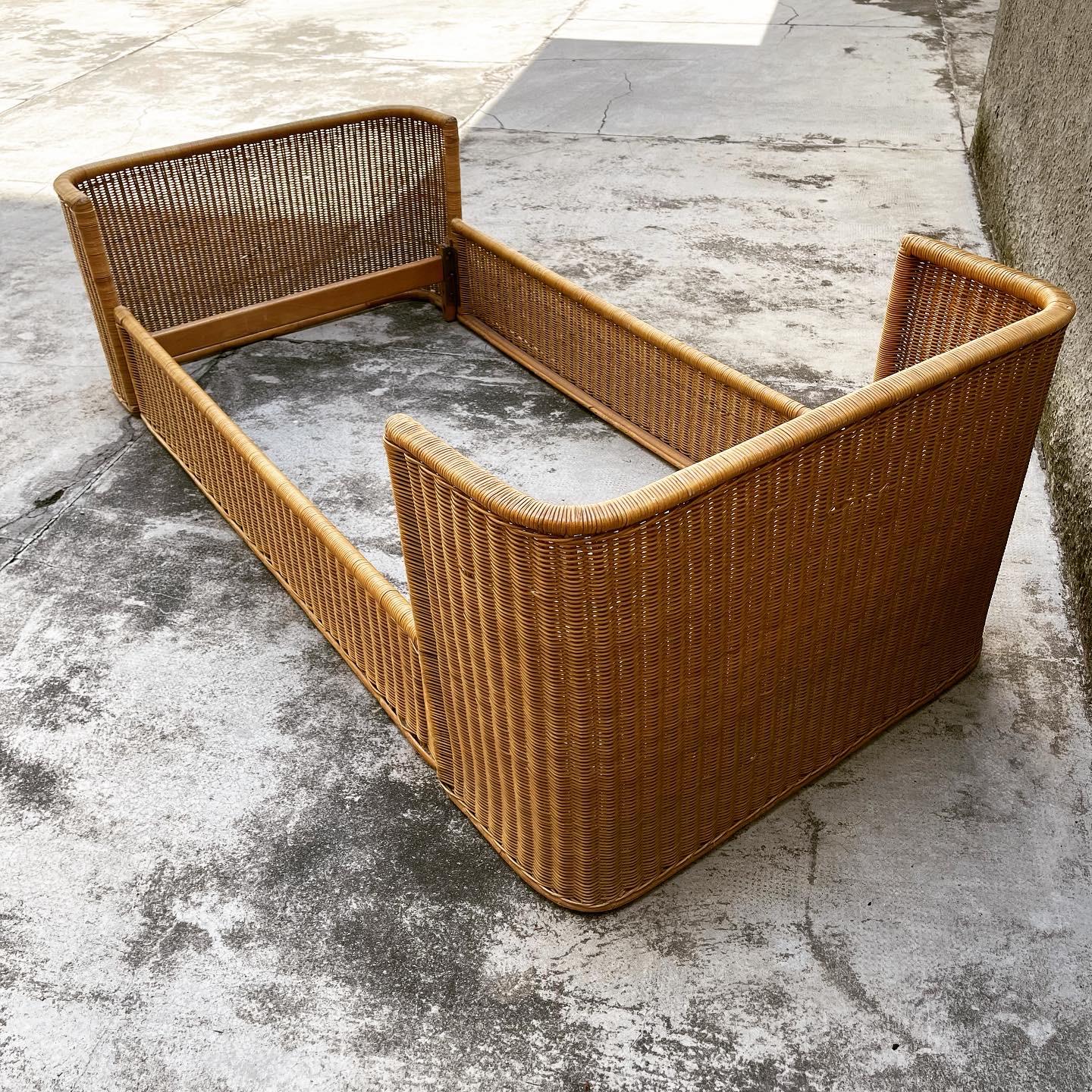 Late 20th Century Bed in Midollino by Adalberto dal Lago for Germa, 1969 For Sale