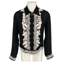 BED J.W. FORD Size M Black White Embroidery Rayon Jacket