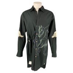 BED J.W. FORD Size S Black Applique Cotton Long Shirt