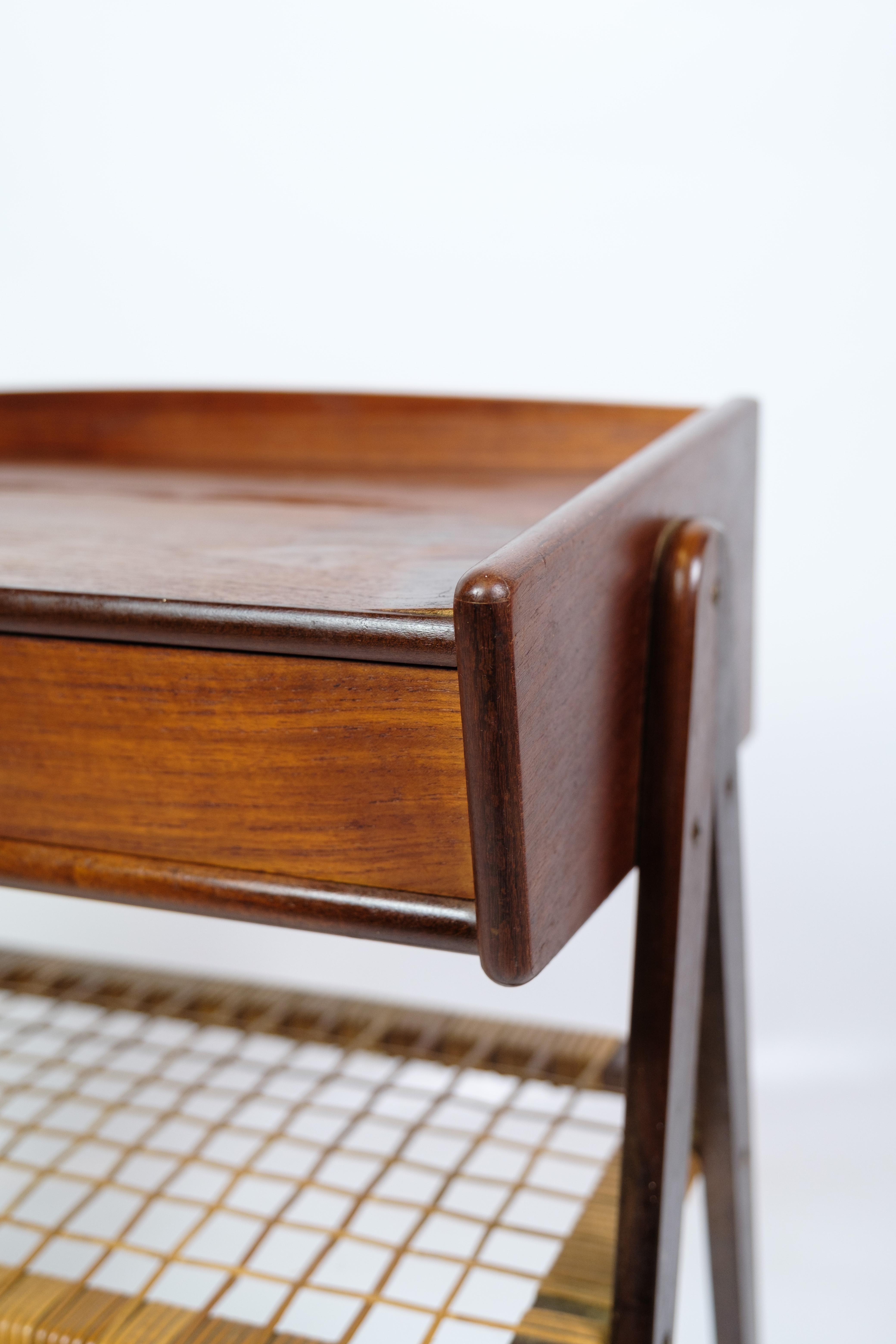 Bett/Beistelltisch aus Teakholz mit Schublade von Søren Rasmussen aus den 1960er Jahren im Angebot 1