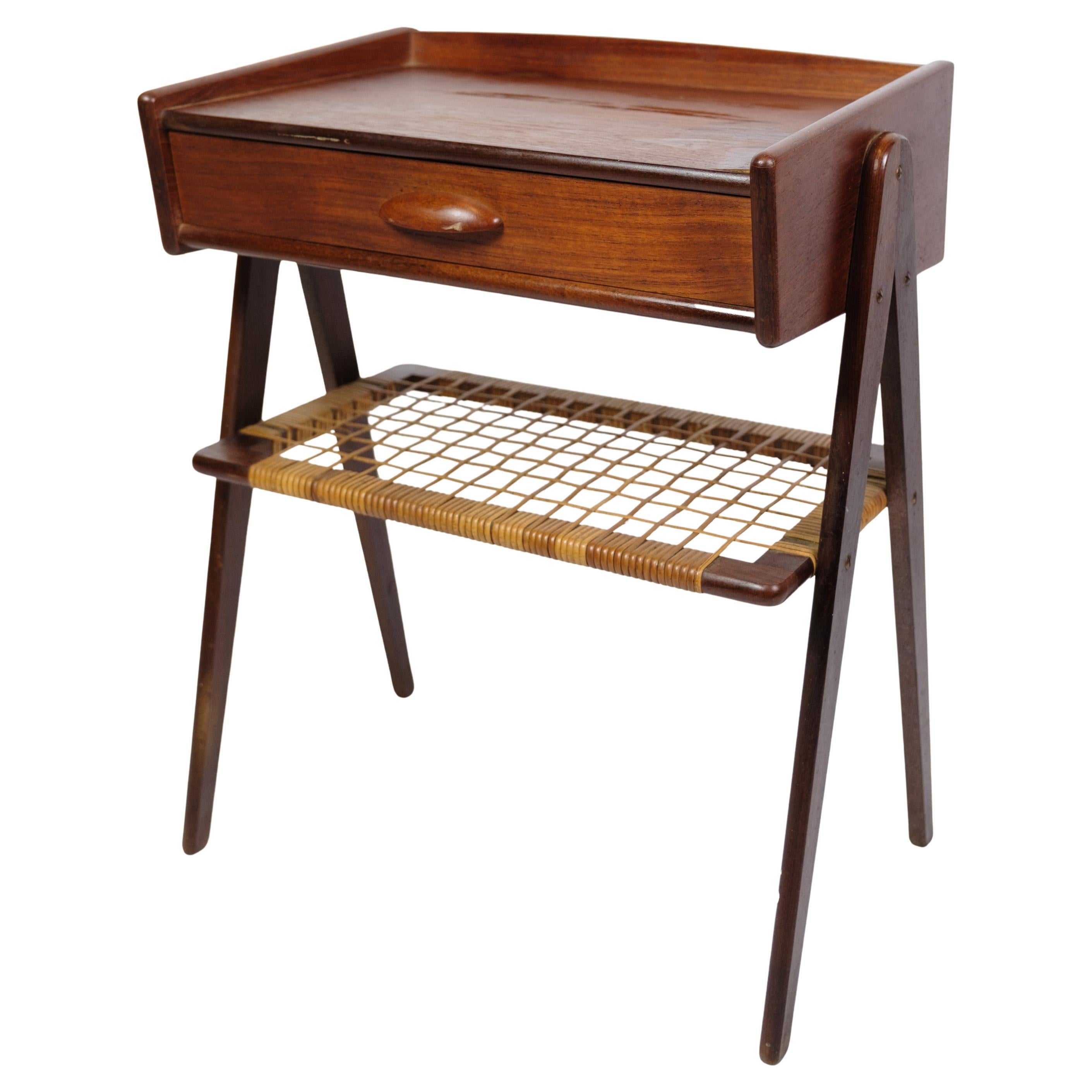 Bett/Beistelltisch aus Teakholz mit Schublade von Søren Rasmussen aus den 1960er Jahren im Angebot