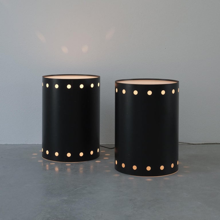 Bed Side Tables Black Dots with Lamps, Germany, circa 1965 For Sale 4