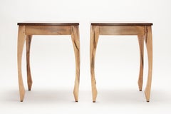 Bed Side Tables- Curly Maple Ambrosia Body, Black Walnut Top, Concealed Drawer