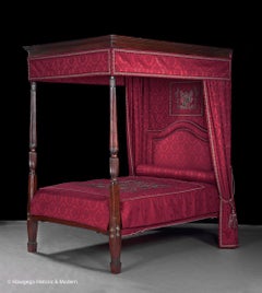 Bed Tester Mahogany Chippendale Claret Red Damask Duke Hamilton Scotland Banner