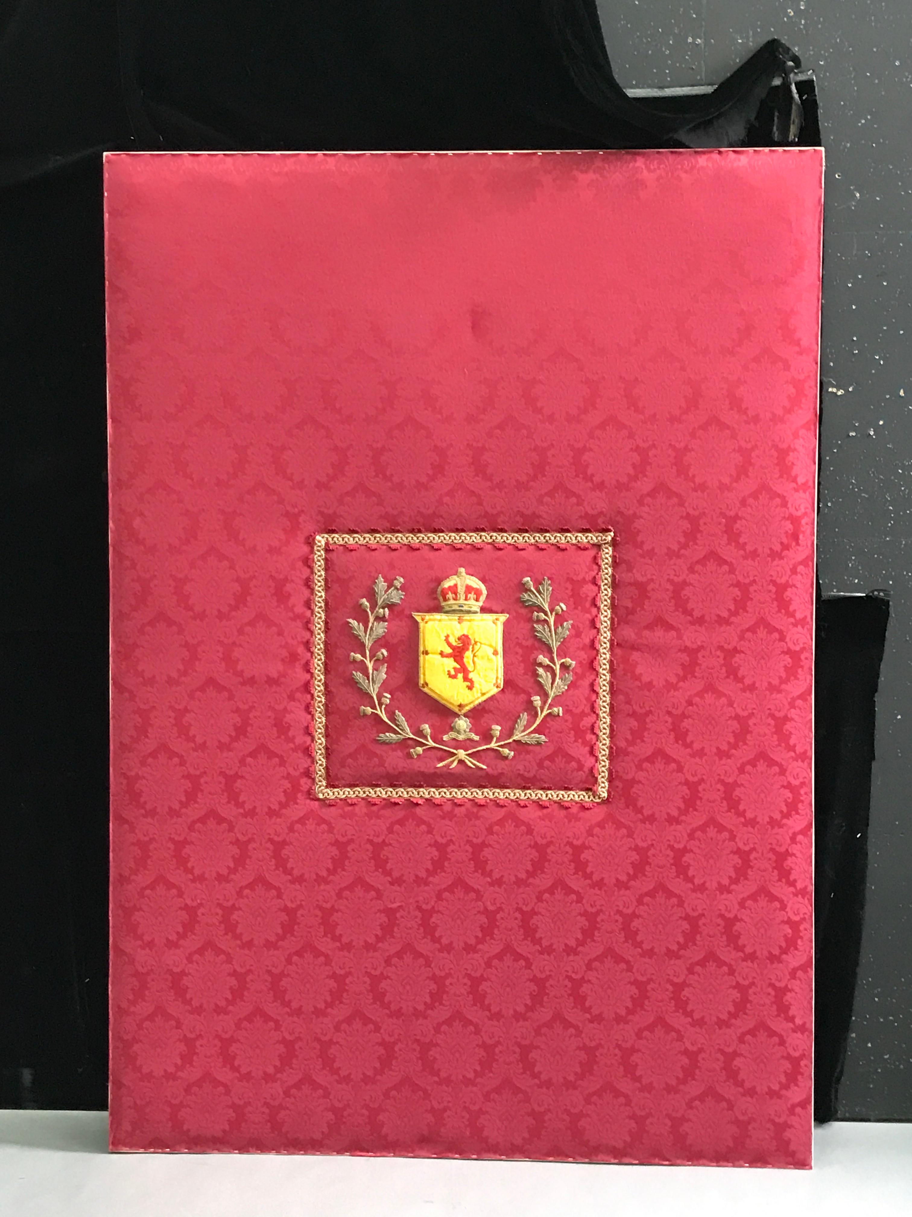 Fin du XVIIIe siècle Testeur de lit Chippendale Claret Red Damask Duke Hamilton Scotland Banner en vente