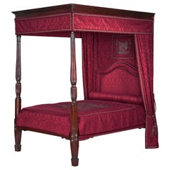 Bed Tester Mahogany Chippendale Claret Red Damask Duke Hamilton Scotland Banner