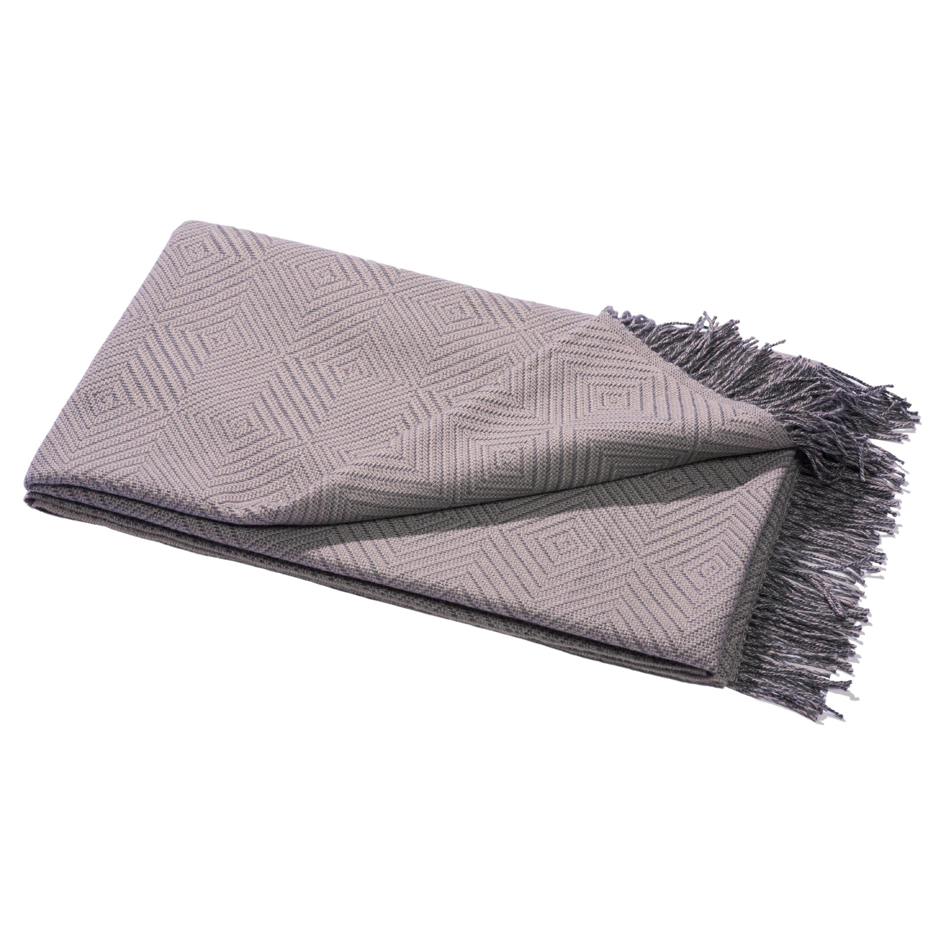 Bed Throw Woven of Extra Fine Merino in Mauve by Catharina Mende For Sale