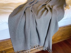 Bedspread Herringbone Woven of Extra Fine Merino in Grey by Catharina Mende