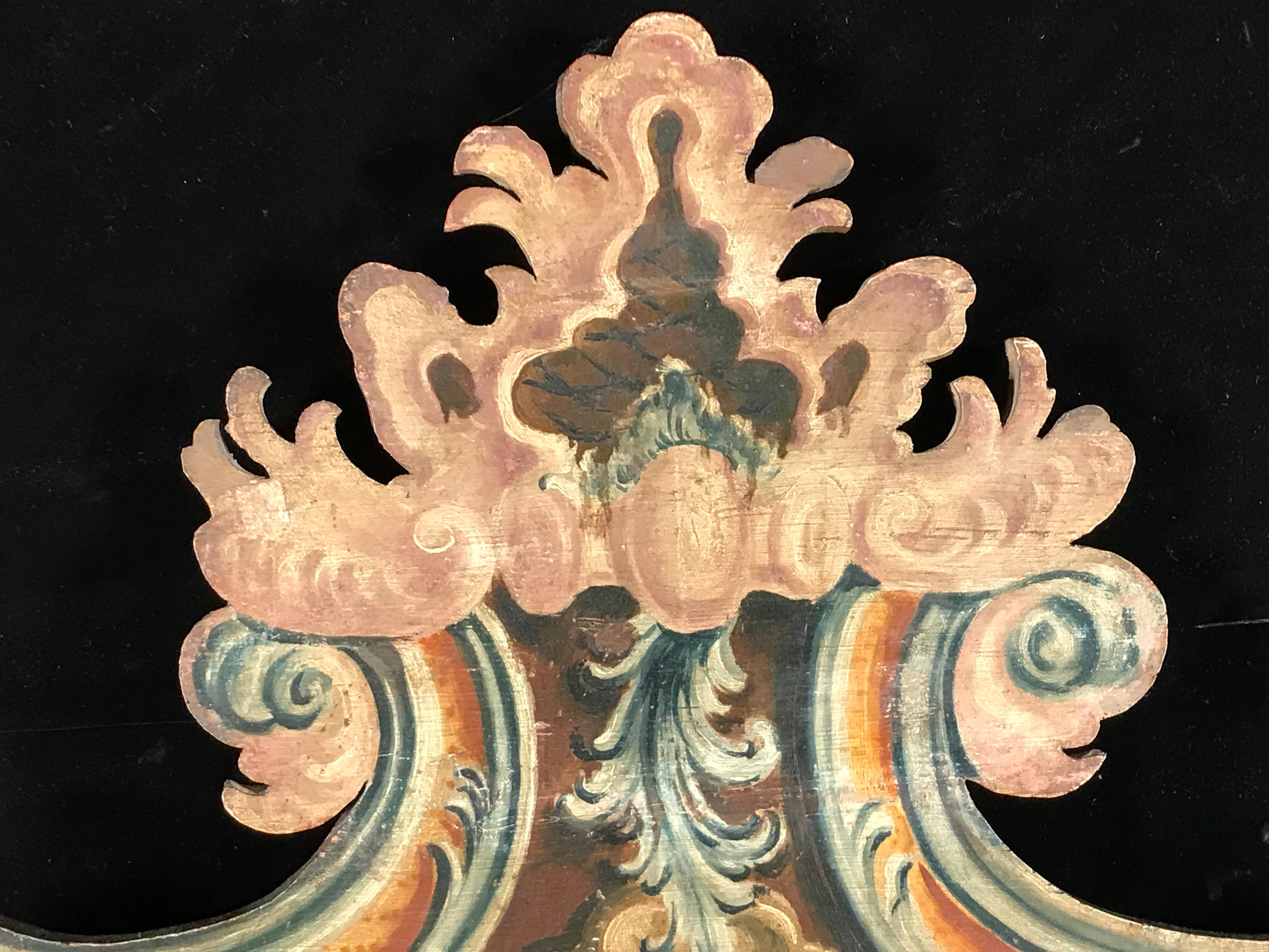 Mid-18th Century Bed Venetian Painted Trompe-L’œil Baroque Fortuny Superking Mattress For Sale