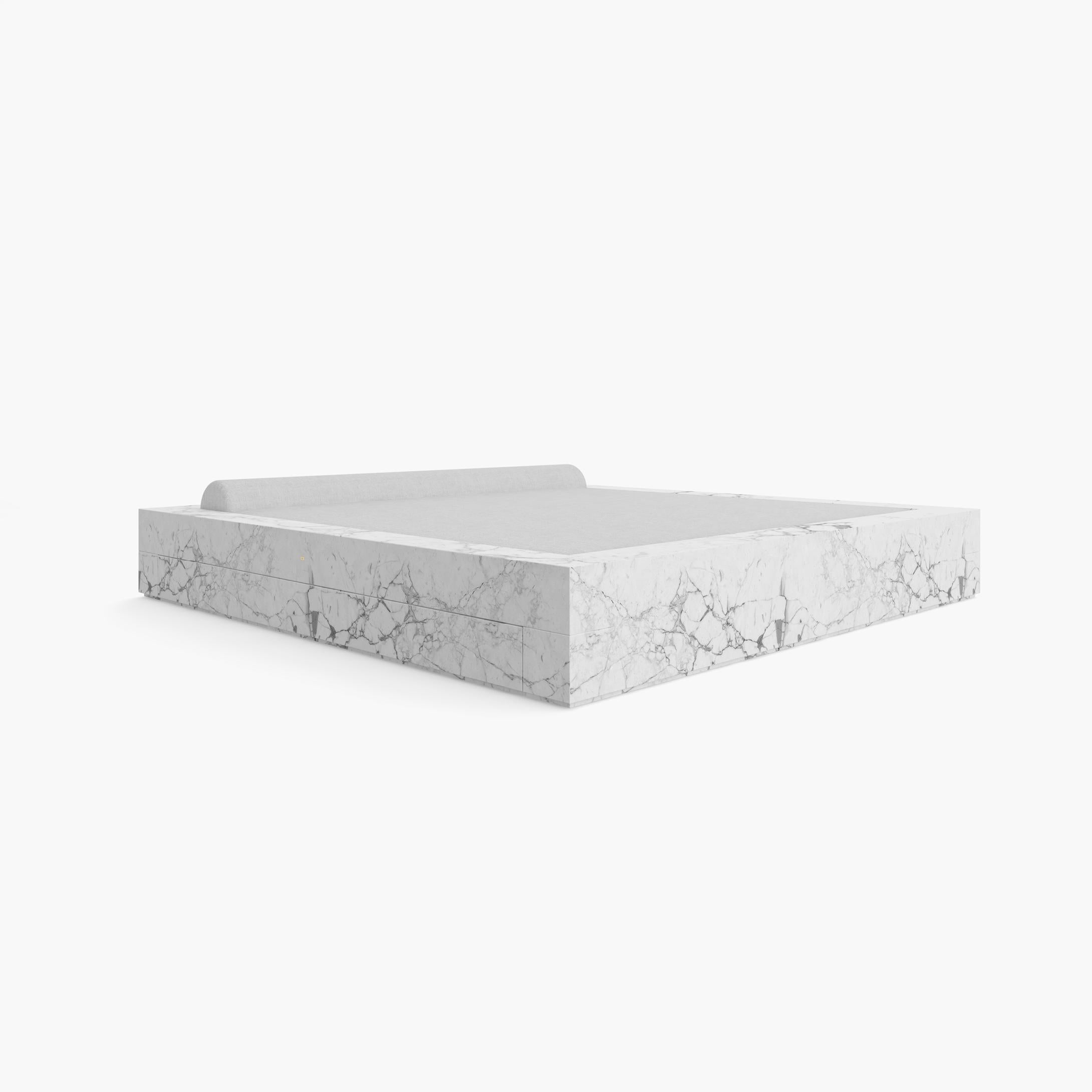 European Bed White Marble 260x260x40-220x220cm mattress, drawer Germany handcrafted pc1/1 For Sale