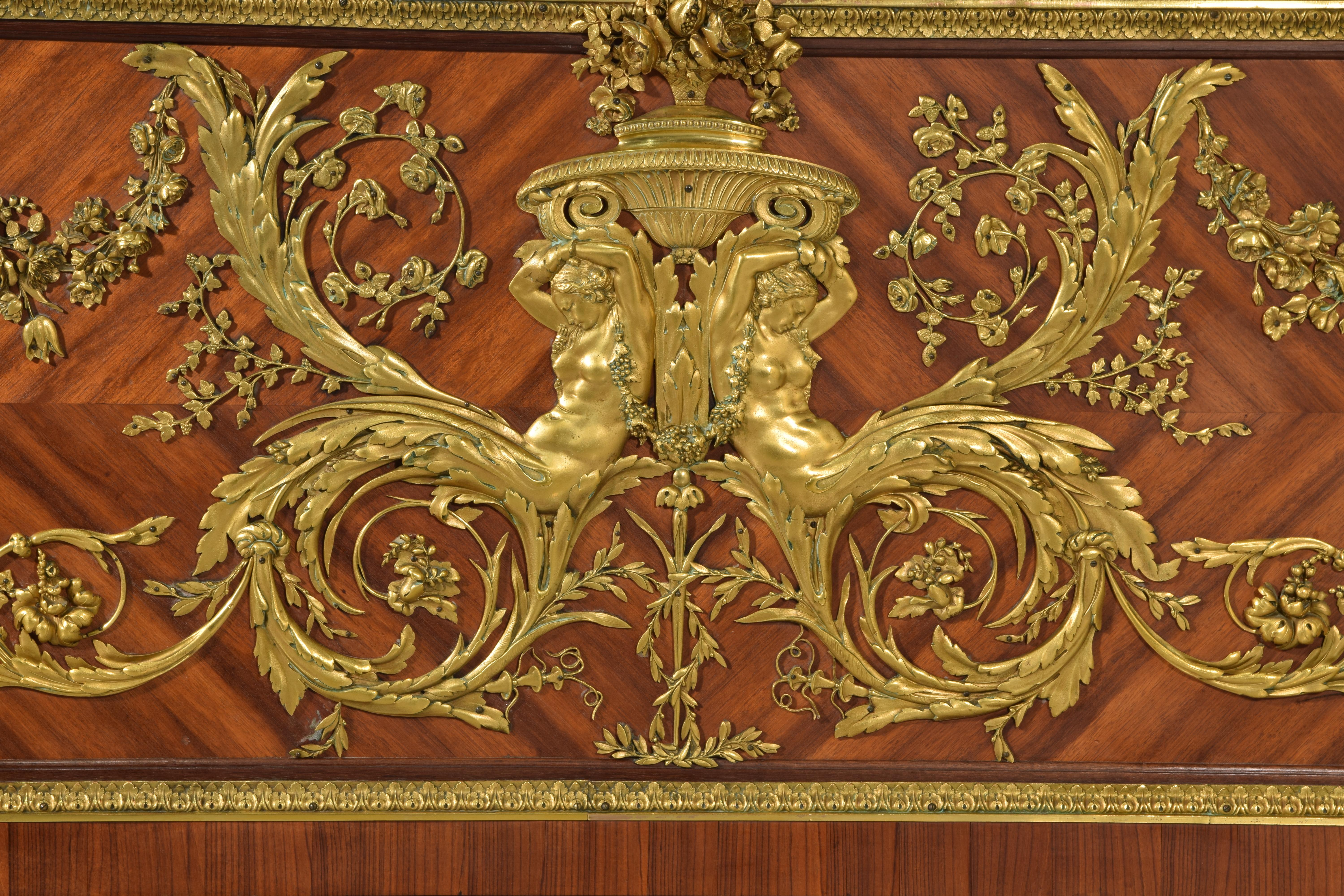 Bed. Wood, gilded bronze, metal. QUIGNON FILS. Paris, France, ca late 19th cent. For Sale 5
