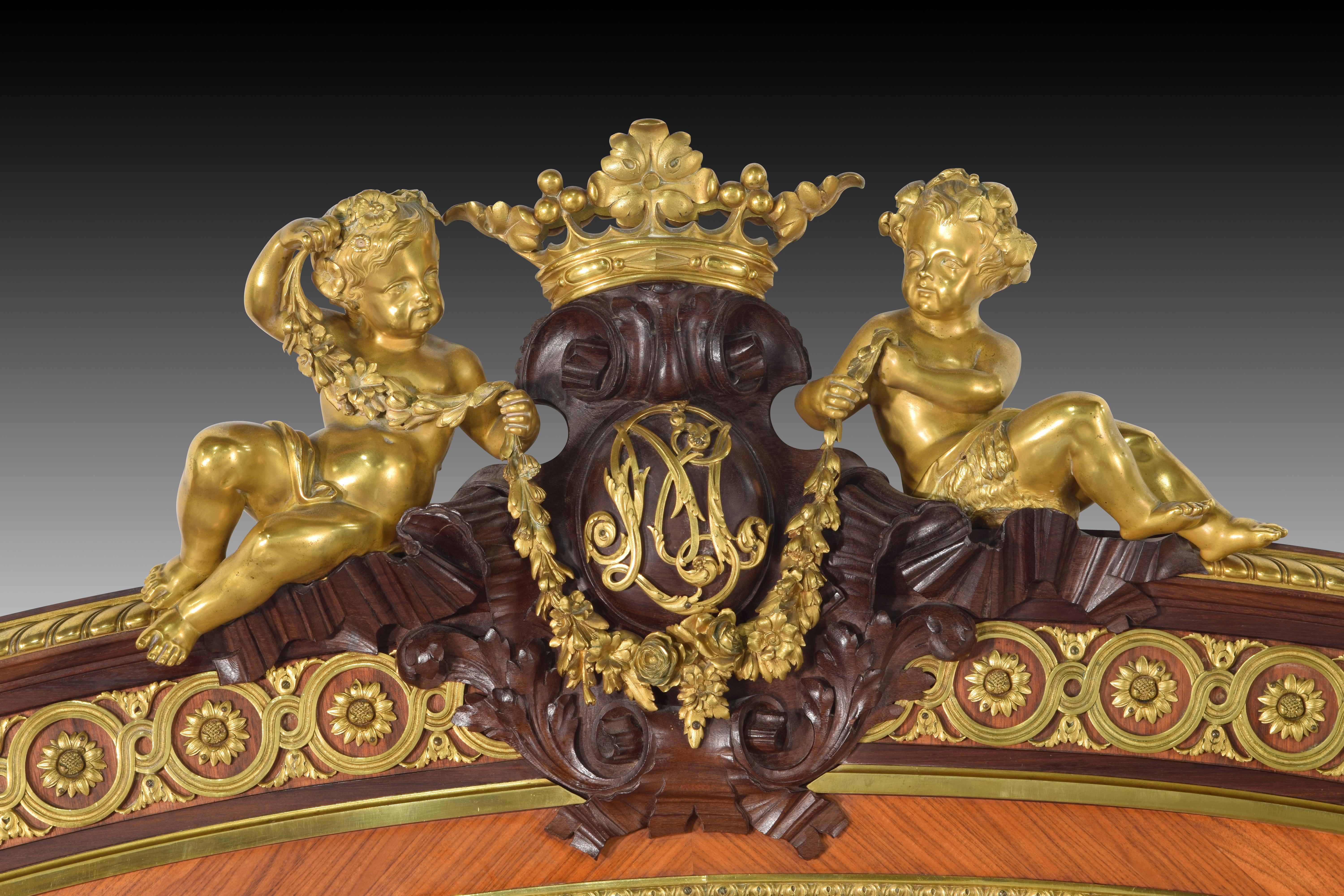 Bed. Wood, gilded bronze, metal. QUIGNON FILS. Paris, France, ca late 19th cent. 8