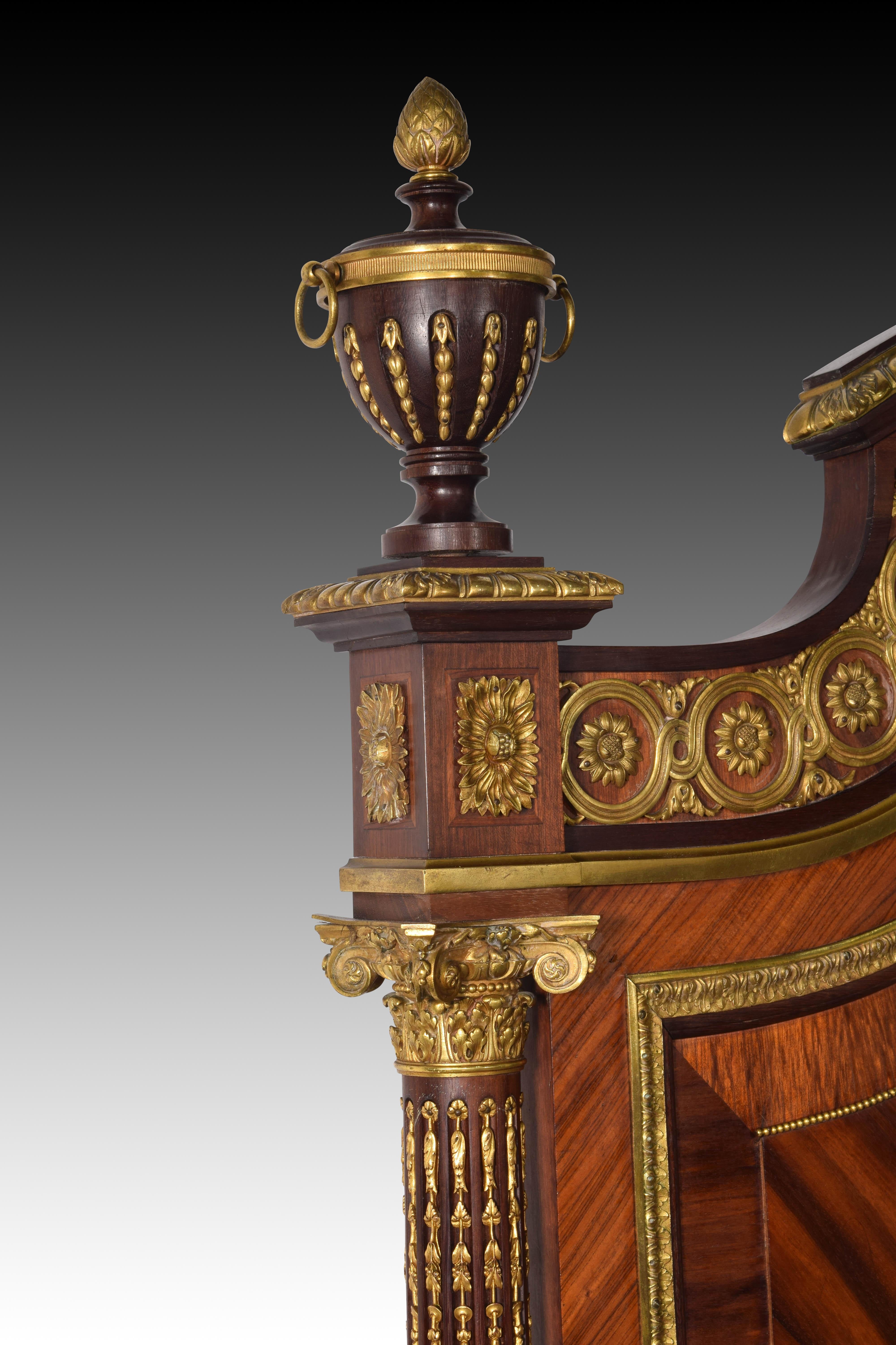 Bed. Wood, gilded bronze, metal. QUIGNON FILS. Paris, France, ca late 19th cent. 9