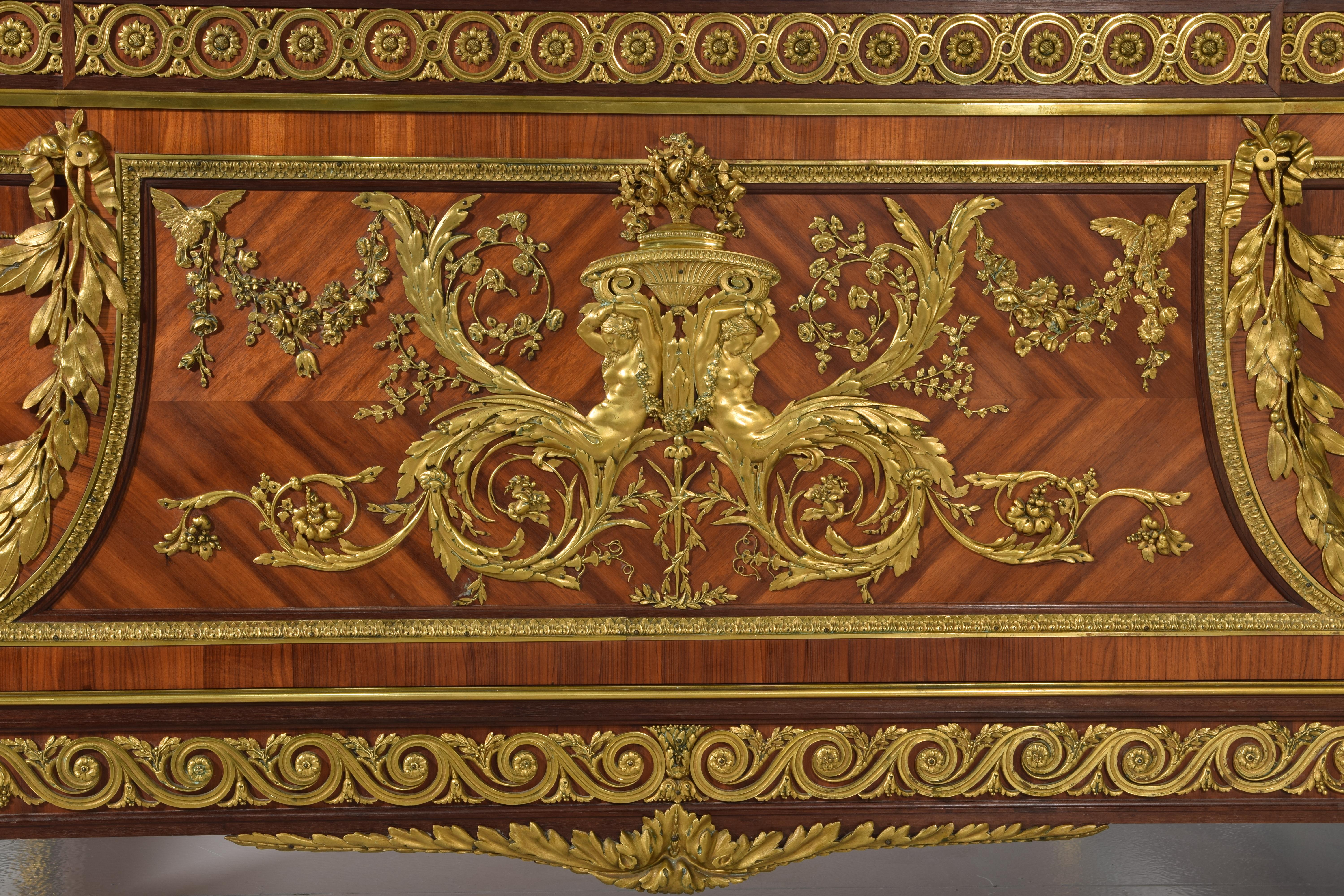 French Bed. Wood, gilded bronze, metal. QUIGNON FILS. Paris, France, ca late 19th cent.