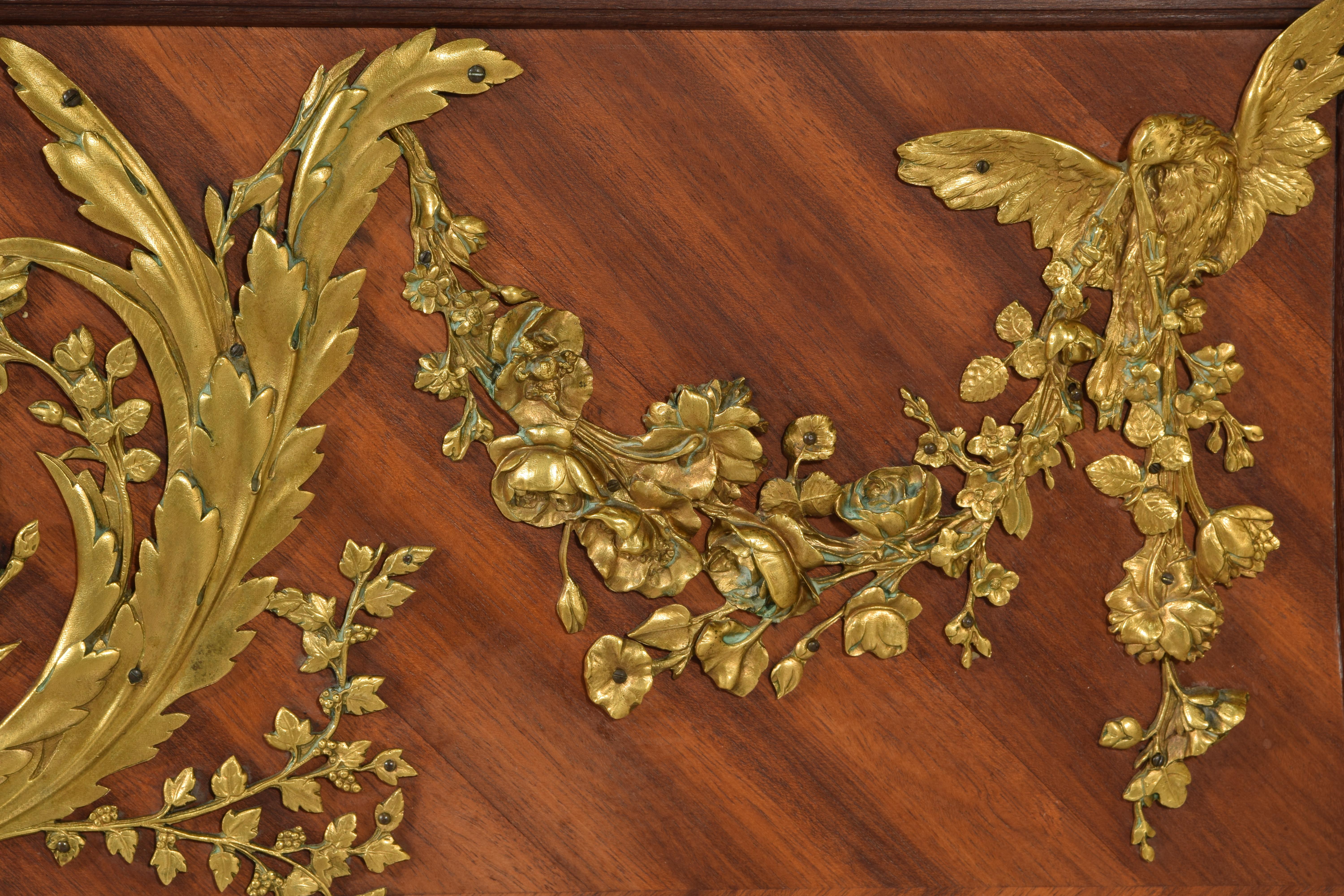 19th Century Bed. Wood, gilded bronze, metal. QUIGNON FILS. Paris, France, ca late 19th cent.
