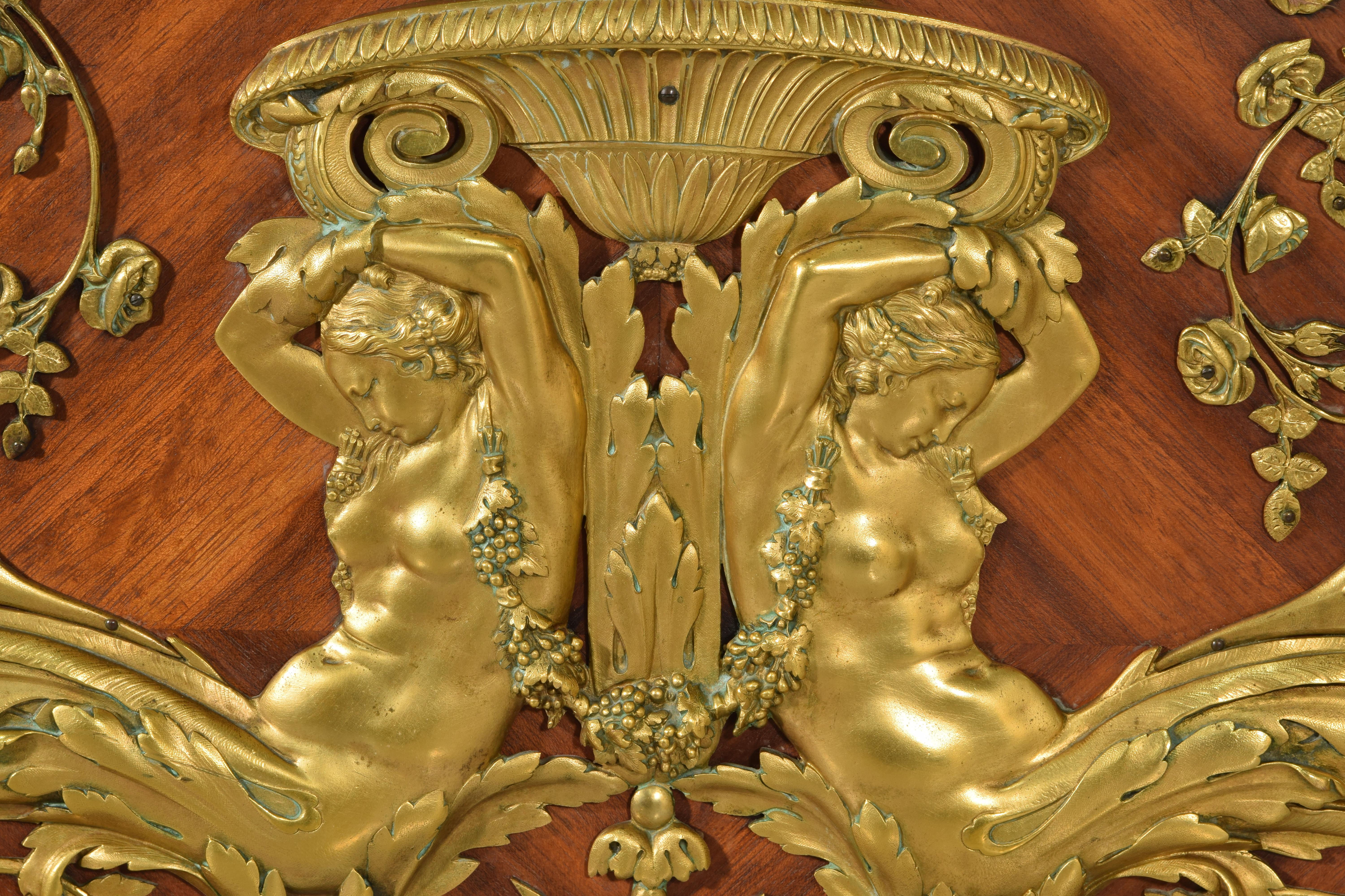 Metal Bed. Wood, gilded bronze, metal. QUIGNON FILS. Paris, France, ca late 19th cent.