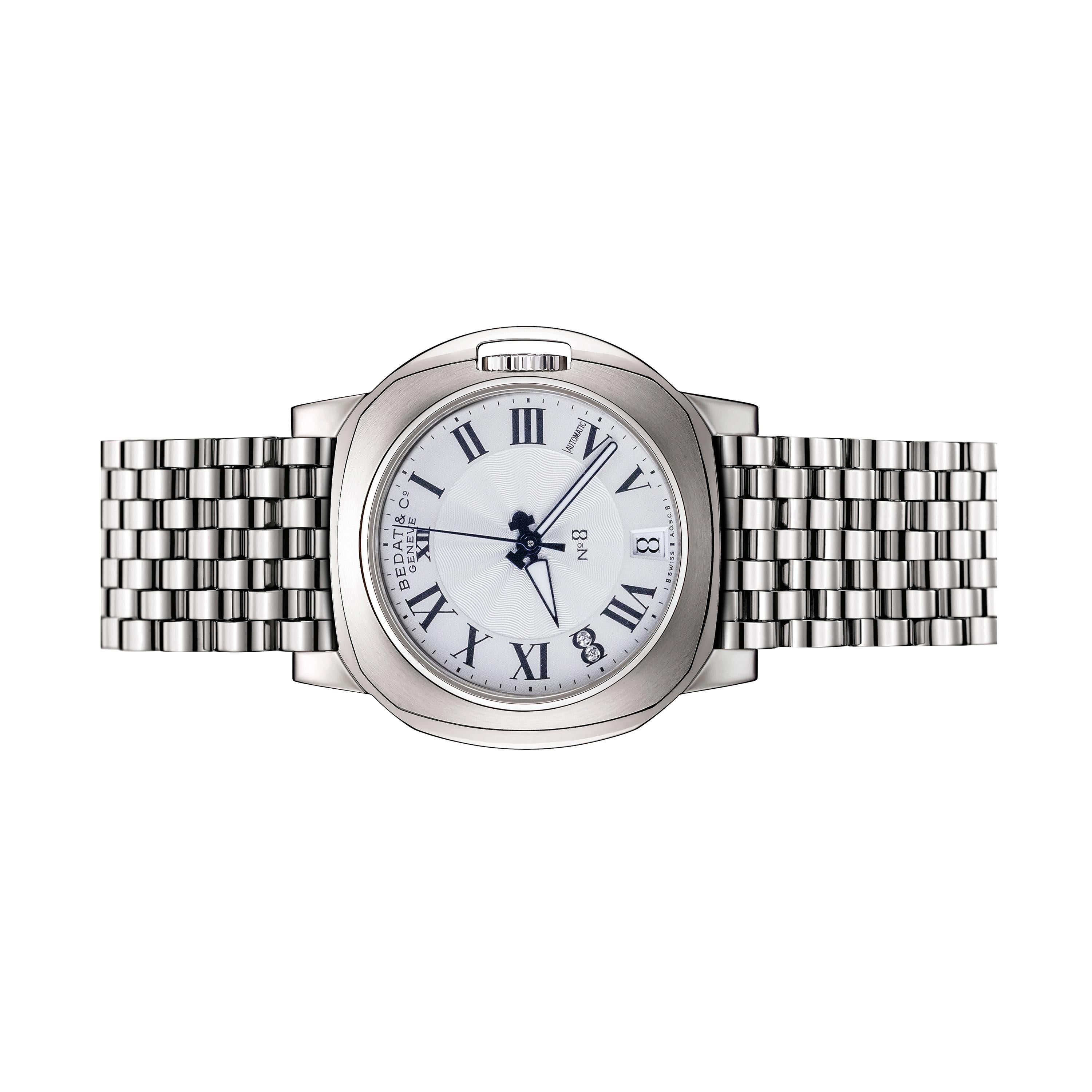 Die Sammlung Nr. 8 umfasst runde Originalgehäuse. Die Acht ist ein universelles Symbol für Vollkommenheit,  unendlichkeit und ist das Emblem von BEDAT & Co GENEVE, das Wohlstand und Glück symbolisiert, außerdem stellt es die Sanduhr und die