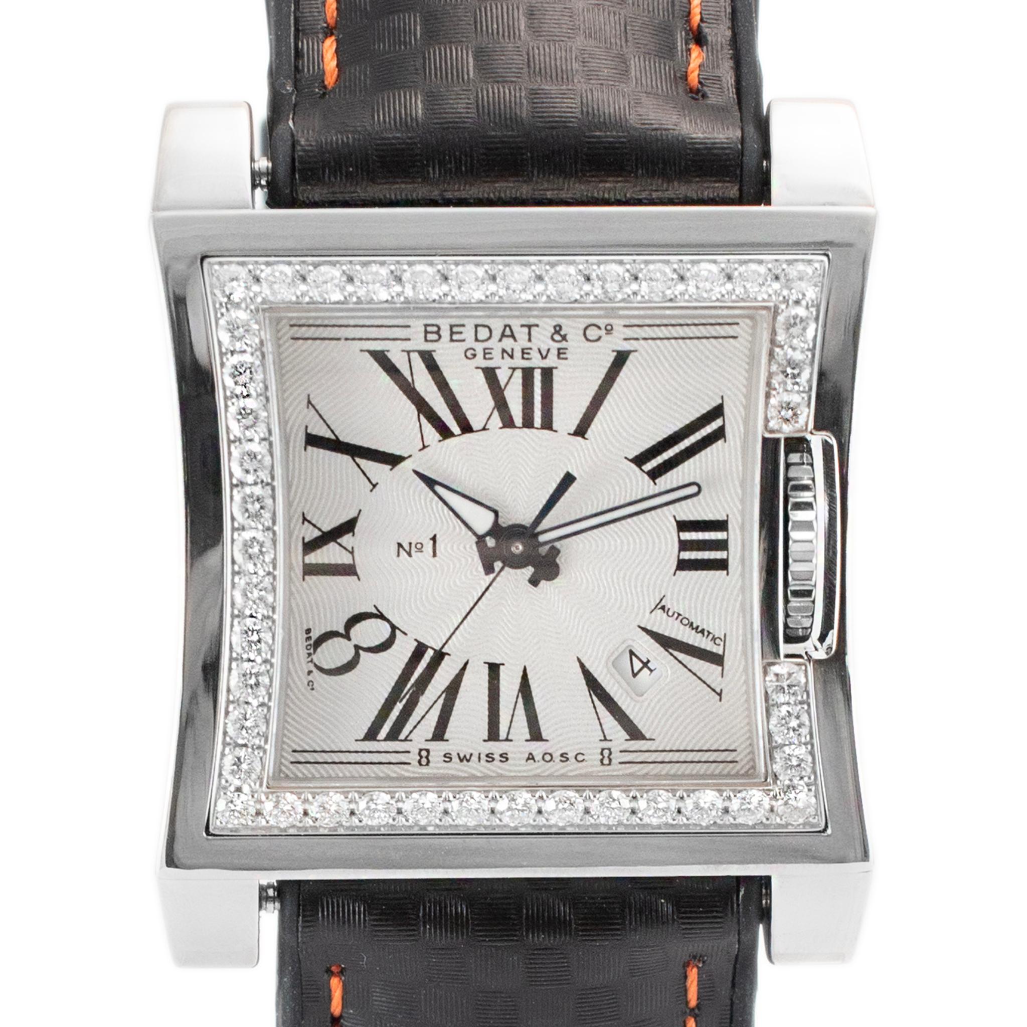 Brand: Bedat & Co.

Gender: Unisex

Metal Type: Stainless Steel 

Diameter: 31.50 mm

Weight: 62.51 grams

One stainless steel diamond Swiss-made watch. The metal was tested and determined to be stainless steel. The 