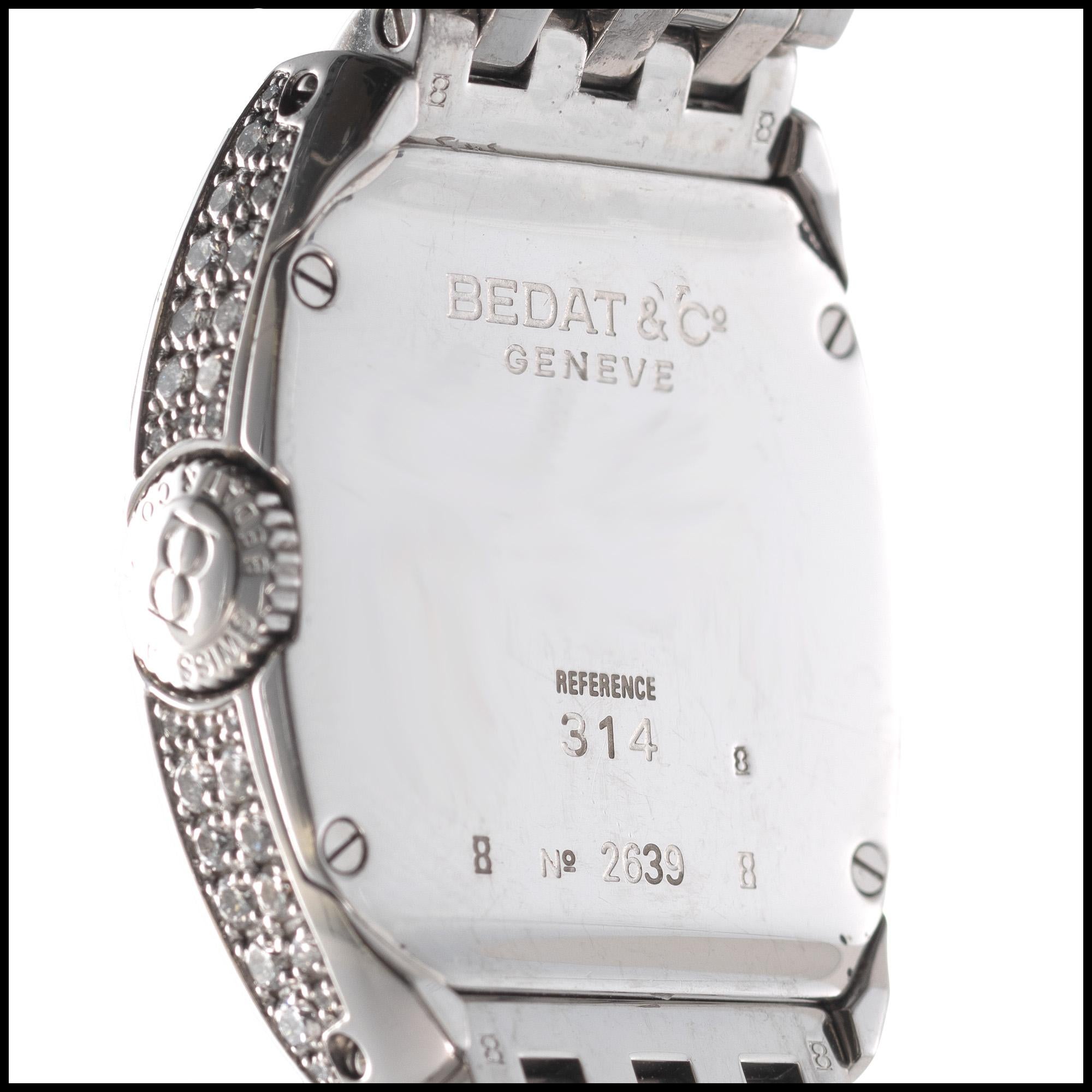 Bedat & Co Ladies No 3 Steel Diamond Bezel Wristwatch In Excellent Condition In Stamford, CT