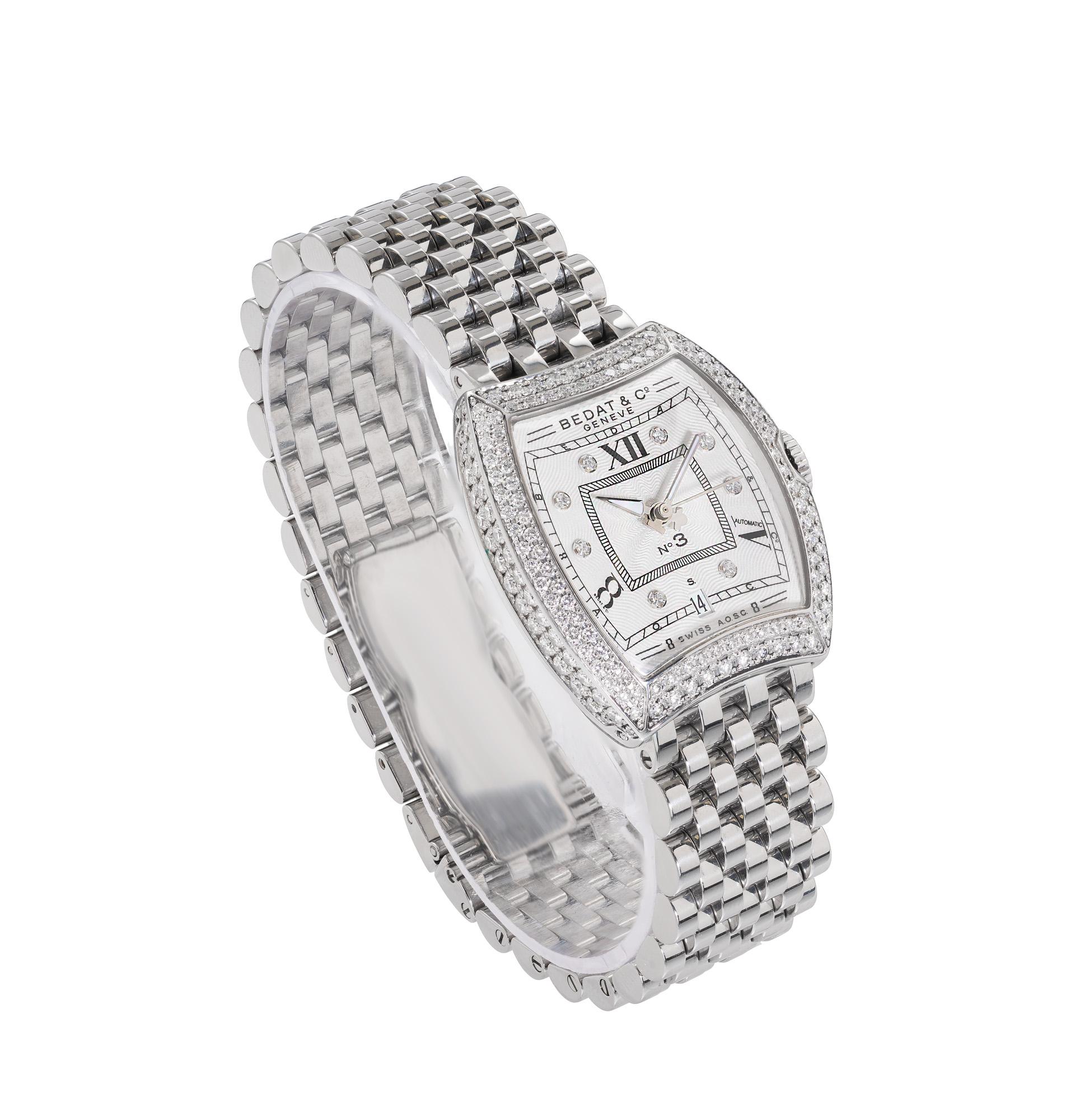 Bedat & Co Ladies No 3 Steel Diamond Bezel Wristwatch 2