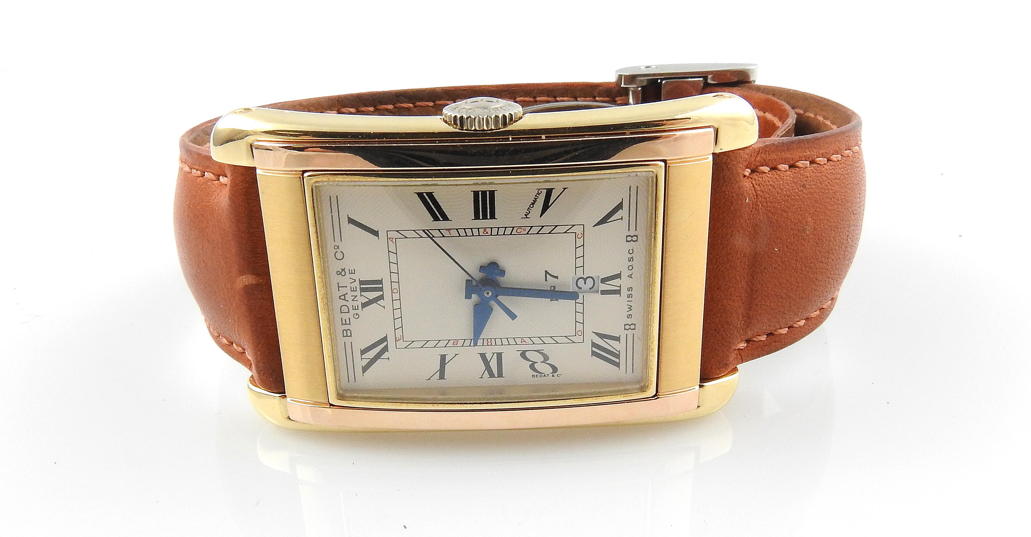 Bedat & Co. No. 7 18 Karat Yellow and Rose Gold Men's Watch with Box and Papers In Good Condition In Washington Depot, CT