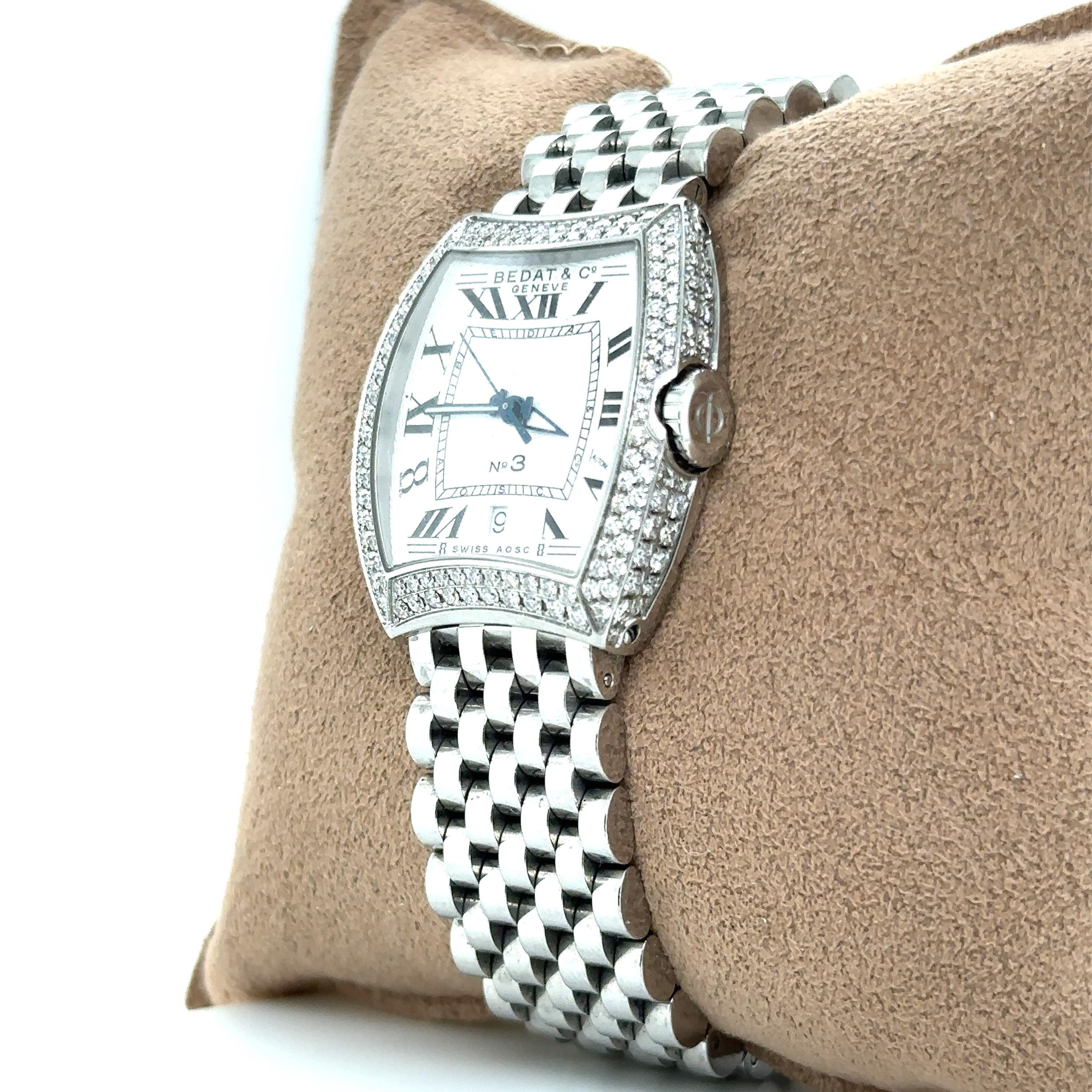 BEDAT & Co Tonneau-shaped 113diamond bezel 0.95cttw Geneva Watch Retail: $10750 In Good Condition In New York, NY
