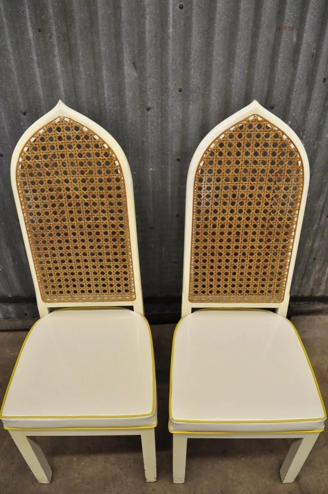Unknown Bedell Vintage Hollywood Regency Cane Back Pagoda Dining Side Chairs (A) - Pair For Sale