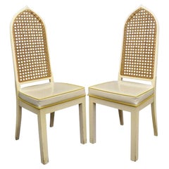 Bedell Vintage Hollywood Regency Sillas Pagoda con Respaldo de Caña (A) - Pareja