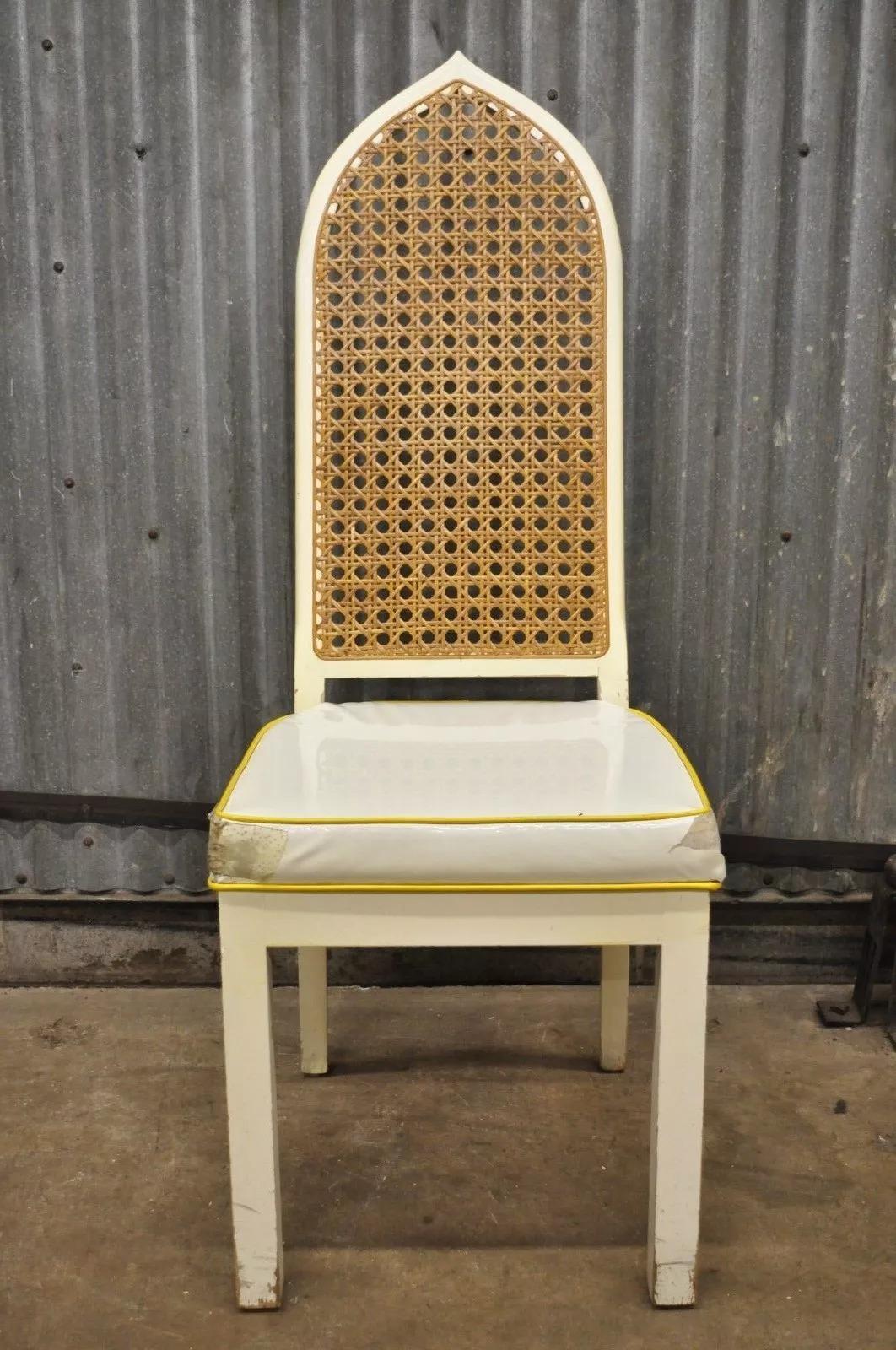 Bedell Vintage Hollywood Regency Cane Back Pagoda Dining Side Chairs (B) - Pair en vente 4