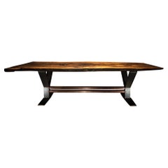 Bedford Live Edge Dining Table, by Ambrozia, Claro Walnut Slab & Blackened Steel