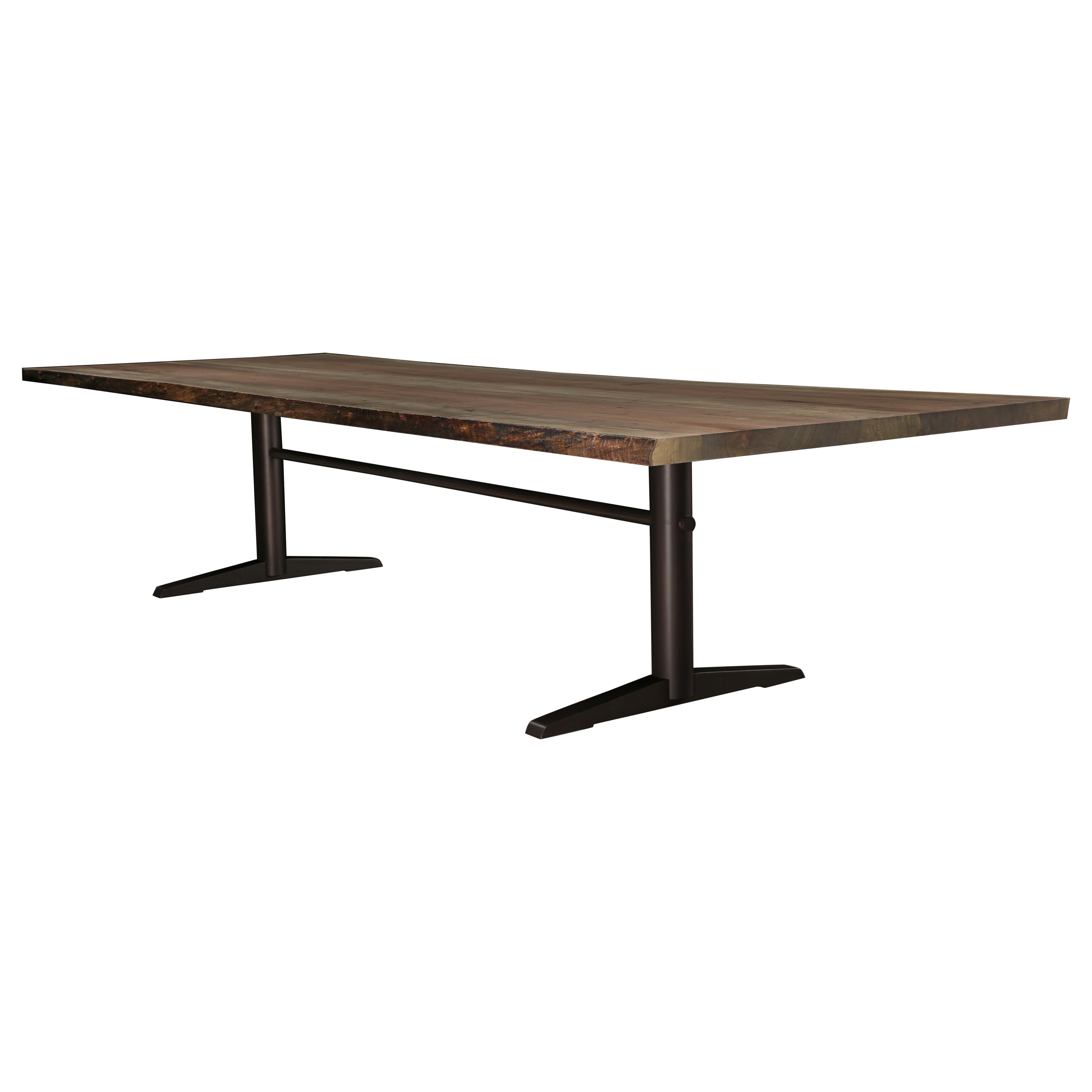 Table de salle à manger BEDFORD LiveEdge par AMBROZIA, dalle d
érable oxydé et acier noirci en vente