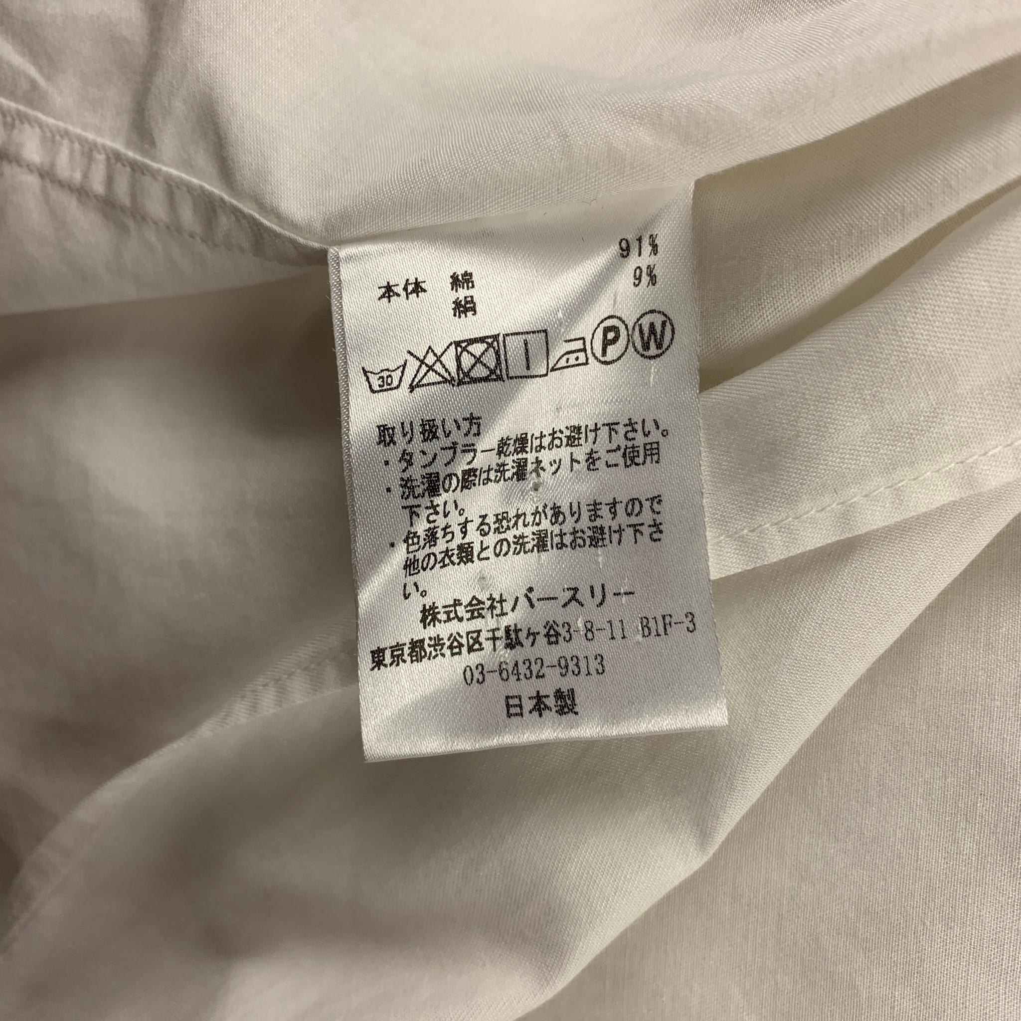 Men's BEDj.w.FORD Size M White Cotton / Silk Long Asymmetrical Sleeve Shirt
