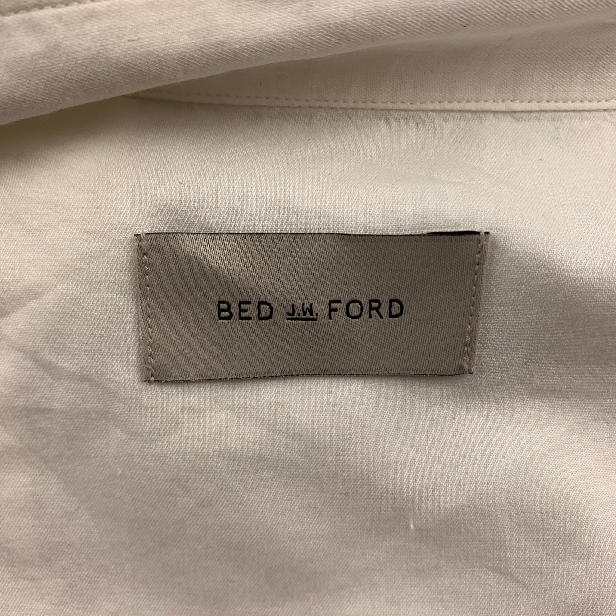 BEDj.w.FORD Size M White Cotton / Silk Long Asymmetrical Sleeve Shirt 1