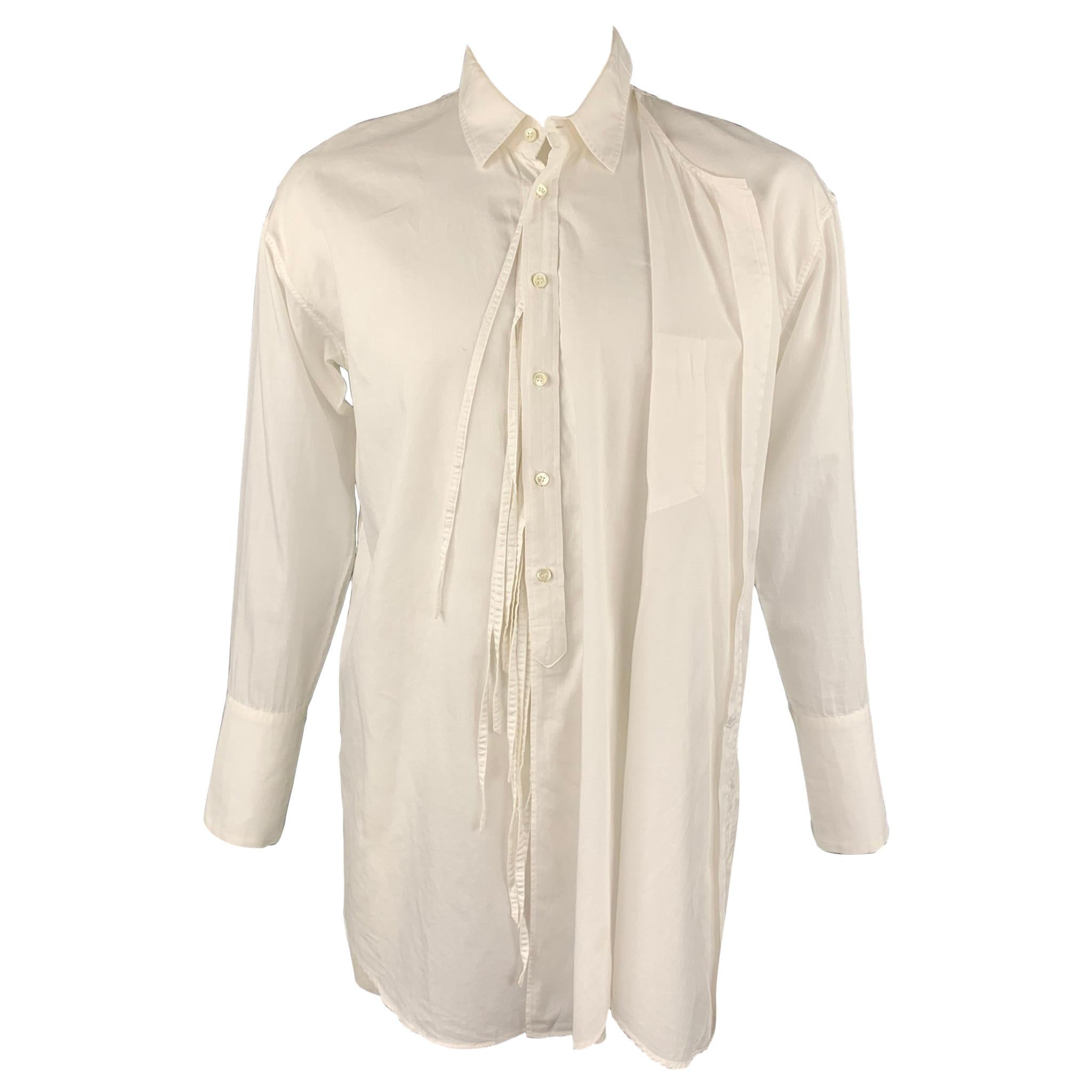 Size M White Cotton Silk Long Asymmetrical Sleeve Shirt For  Sale at 1stDibs asymmetrical button up shirt
