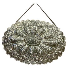 BEDO 900 Coin Silver Turkish Wedding Mirror Emboss Raised Roses Shell Horseshoe