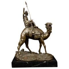 Bedouin on a Camel by Agathon Léonard '1841-1923' on a Black Marble Base