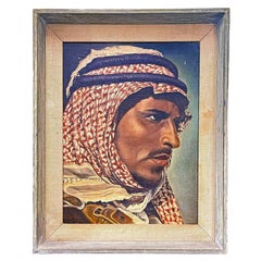 "Bedouin with Keffiyeh", Handsome Portrait of Arab Male Figure, 1937