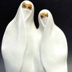 "Bedouin Women", Rare Art Deco Porcelain Sculpture, Internally Lit, Limoges