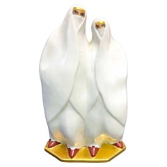 "Bedouin Women", Rare Art Deco Porcelain Sculpture, Internally Lit, Limoges