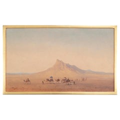    "Bedouins in the Desert" Oil on Panel by Henrik Ankarcrona (1831 - 1917) 