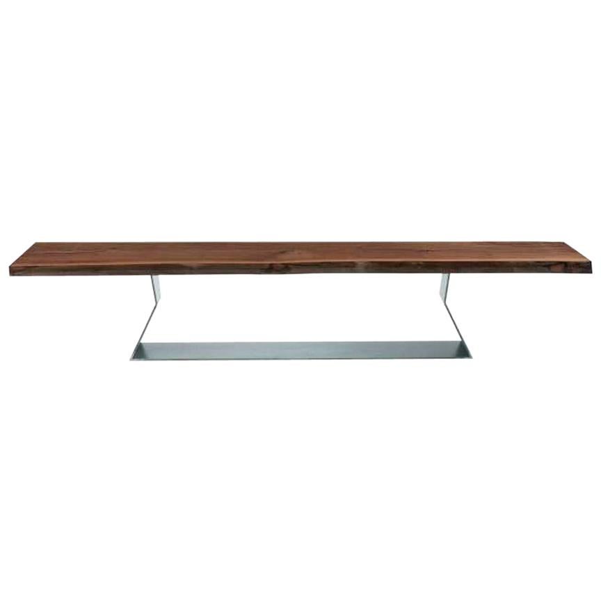 Bedrock Plank Bench in Walnut and Iron, Designed by Terry Dwan, Made in Italy For Sale